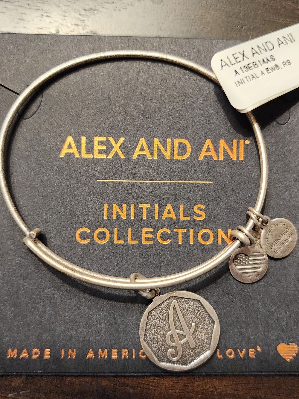 Alex and Ani Silver Initial A Charm Bangle